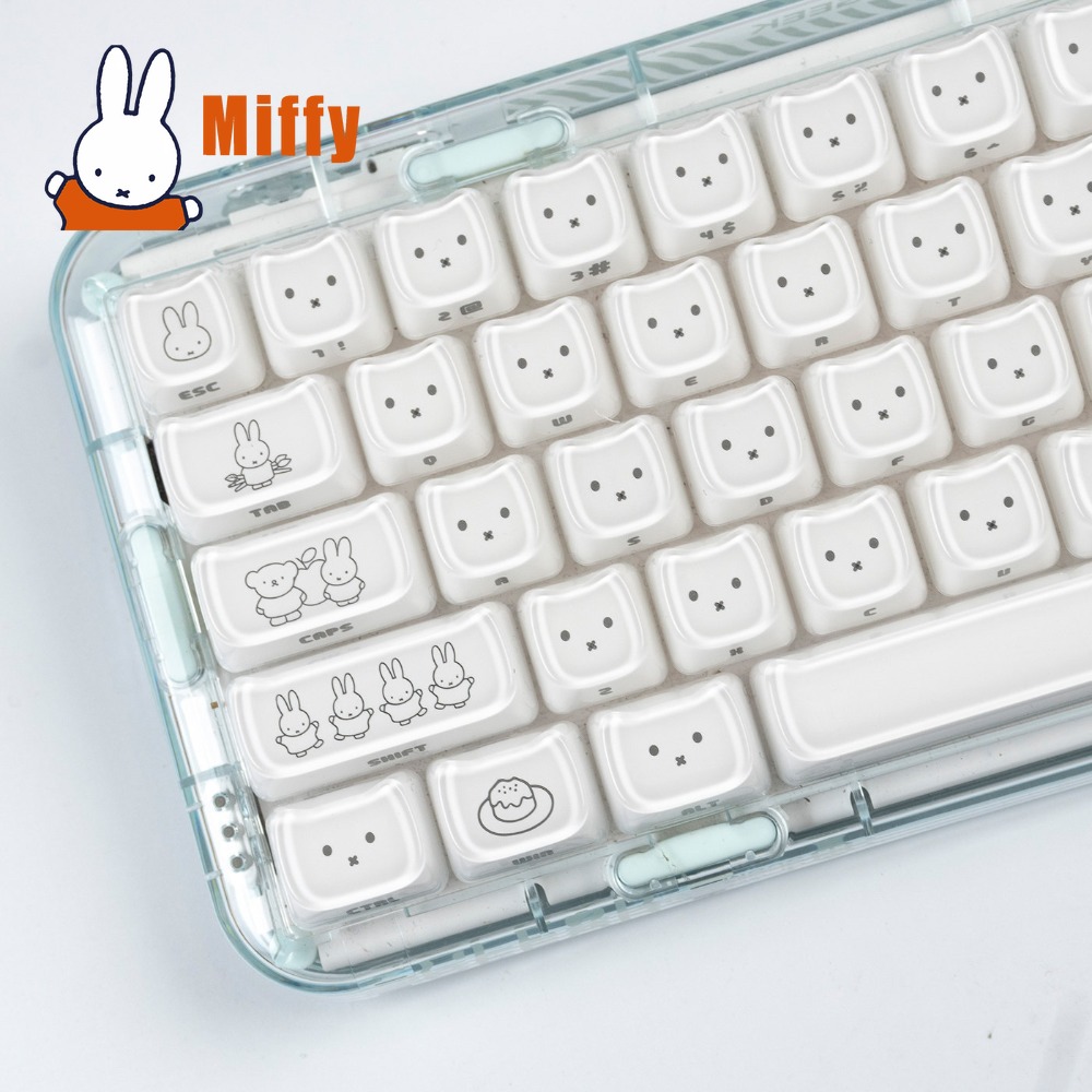 Gaming Keyboard Ergo - Kawaii Miffy Tastenkappen Niedliche Hasen-Tastenkappen für