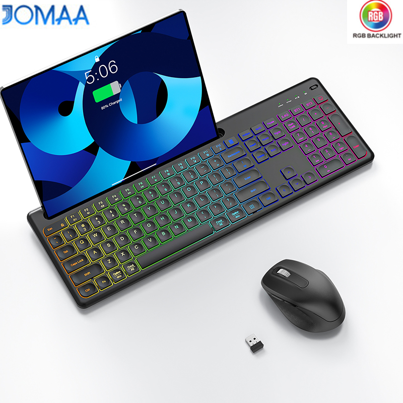 Gaming Keyboard Mouse Wireless - Ergonomische 2,4 G kabellose Tastatur-Maus-Kombination mit
