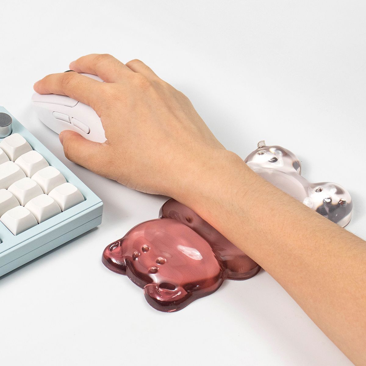 Gaming Keyboard Number Pad - Niedliche Bärenform Handgelenkauflage Transparentes Gel-Maus-Handgelenkpad Stützkissen
