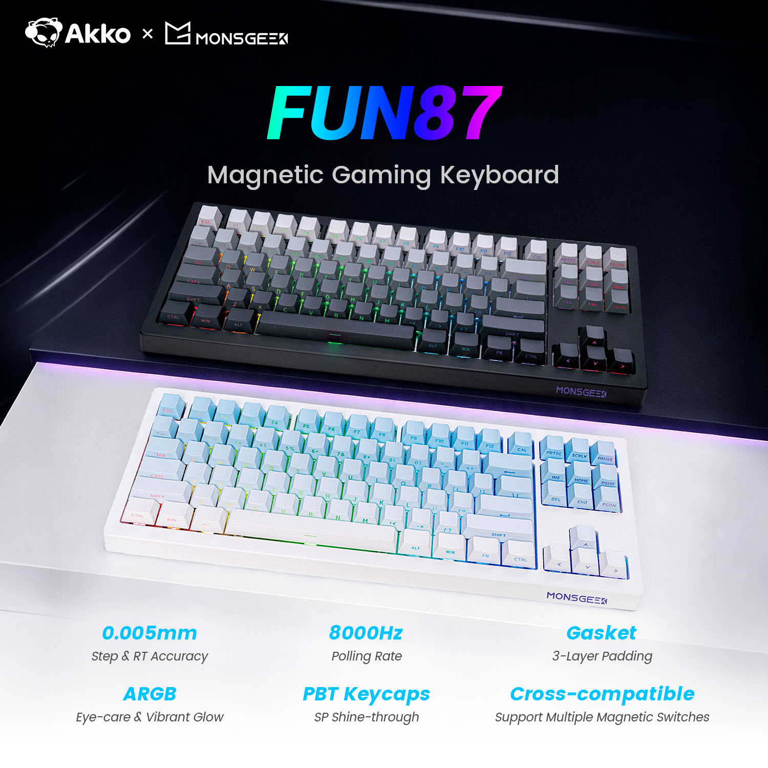 Gaming Keyboard Tkl - Akko x Monsgeek FUN87 HE Magnetische