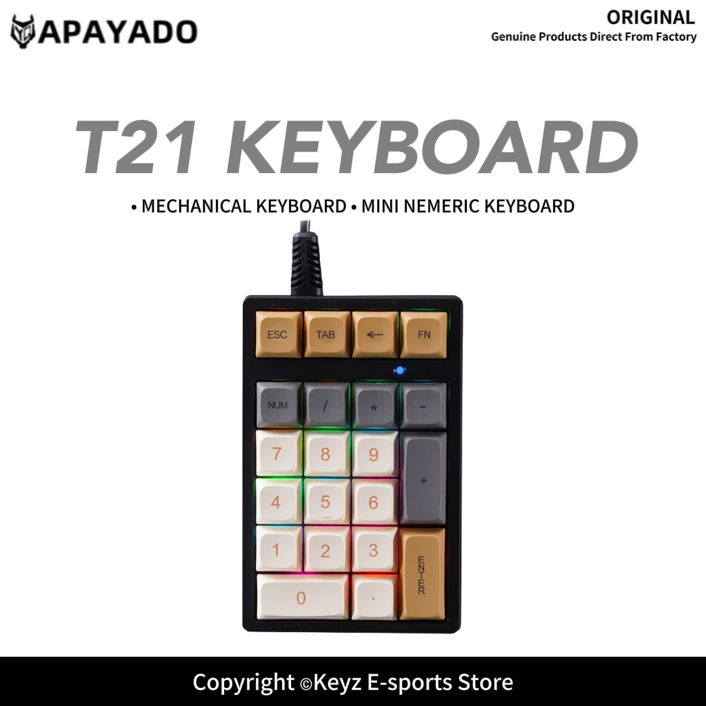 Keyboard Gaming Blue Switch - T21 Mini-Nummernblock mit RGB-Hintergrundbeleuchtung, blauer Schalter,