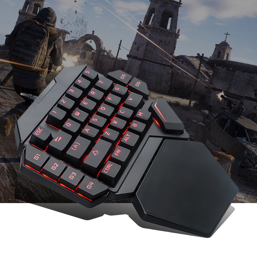Gaming Keyboard Half - Schwarzlicht-Tastatur, einhändige Tastatur, mechanische RGB-Schwarzlicht-Tastatur mit
