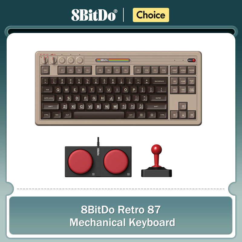 Gaming Keyboard Ergo - 8BitDo Retro mechanische Tastatur, BT/2,4G/USB-C Hot-Swap-fähige