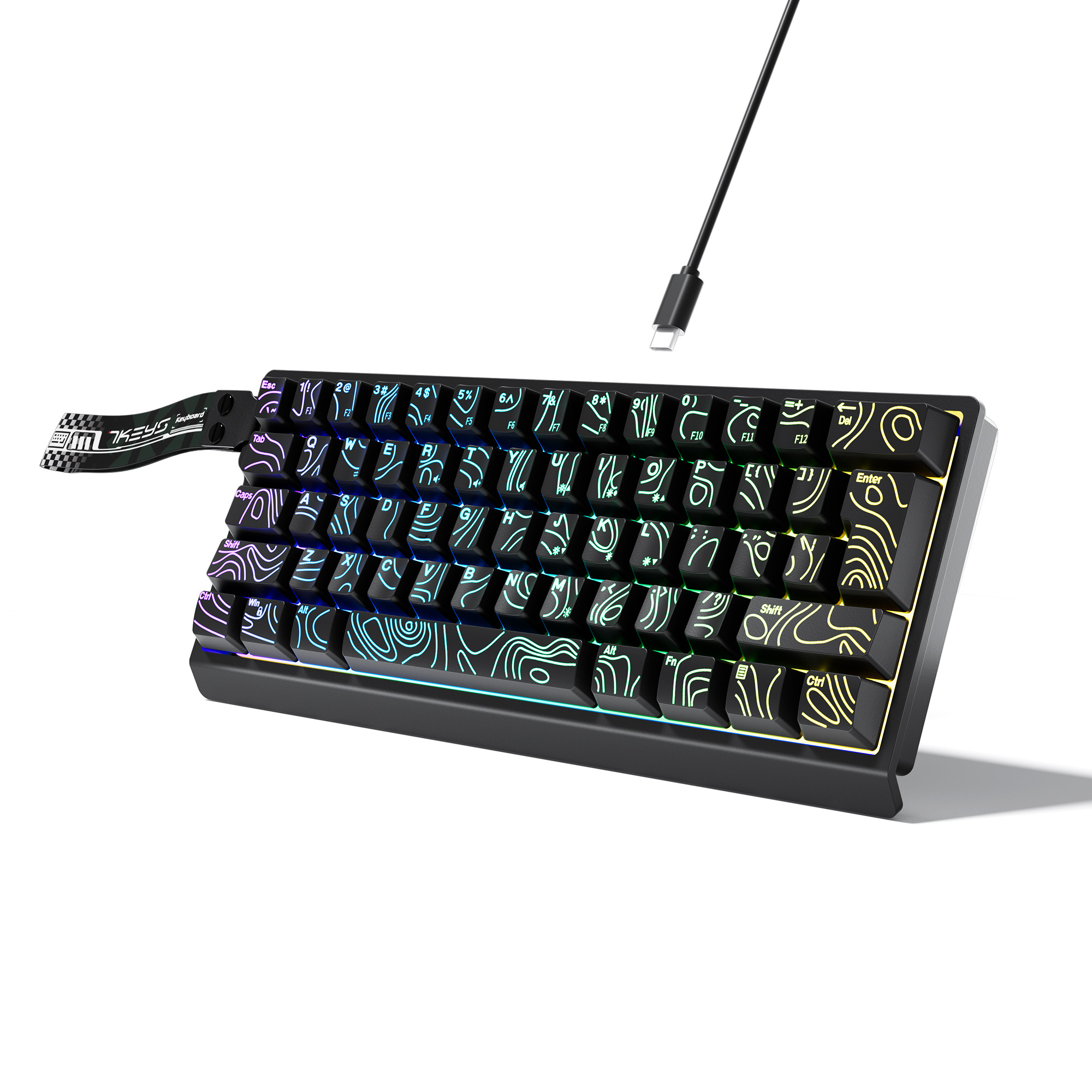 Keyboard Gaming Blue Switch - 60% Kompakte Kabelgebundene Tastatur mit RGB-Hintergrundbeleuchtung