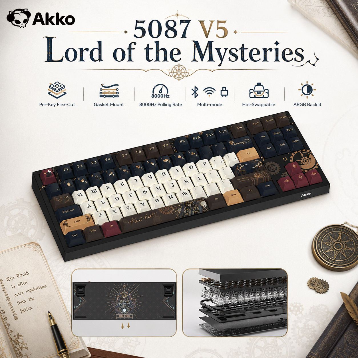 Gaming Keyboard Tkl - Akko Lord of the Mysteries Kabellose