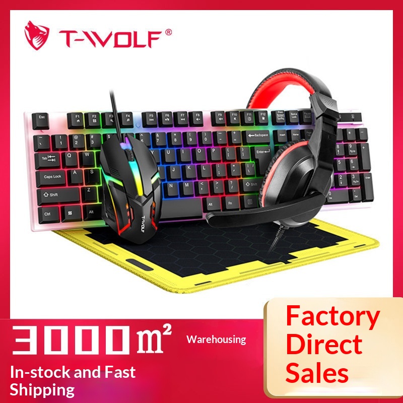 Gaming Keyboard Mouse And Headset Combo - T-Wolf Tf240 4-in-1 Spanisches Gaming-Set mit