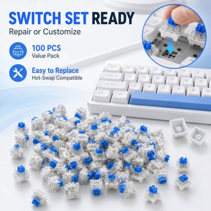 Keyboard Gaming Blue Switch - DT21 100 Stück DIY Mechanische Tastaturschalter,
