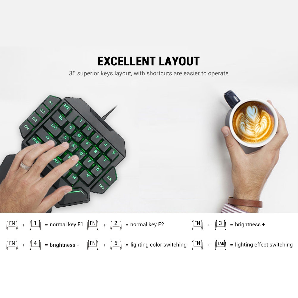 Schwarzlicht-Tastatur, einhänd – Gaming Keyboard Half Bewertung und Preis