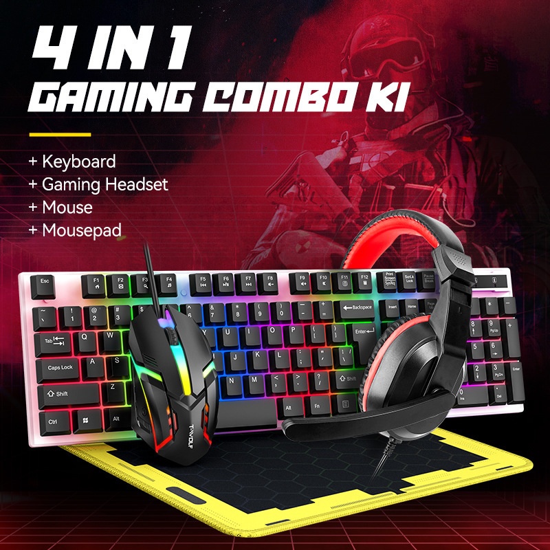 T-Wolf Tf240 4-in-1 Spanisches – Gaming Keyboard Mouse And Headset Combo Bewertung und Preis