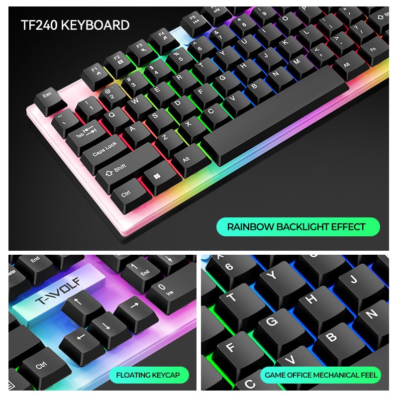 T-Wolf Tf240 4-in-1 Spanisches – Gaming Keyboard Mouse And Headset Combo Bewertung und Preis