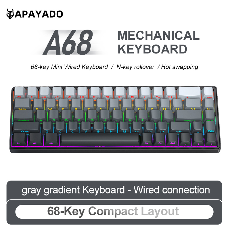 APAYADO A68 Kabelgebundene mec – Keyboard Gaming Blue Switch Bewertung und Preis